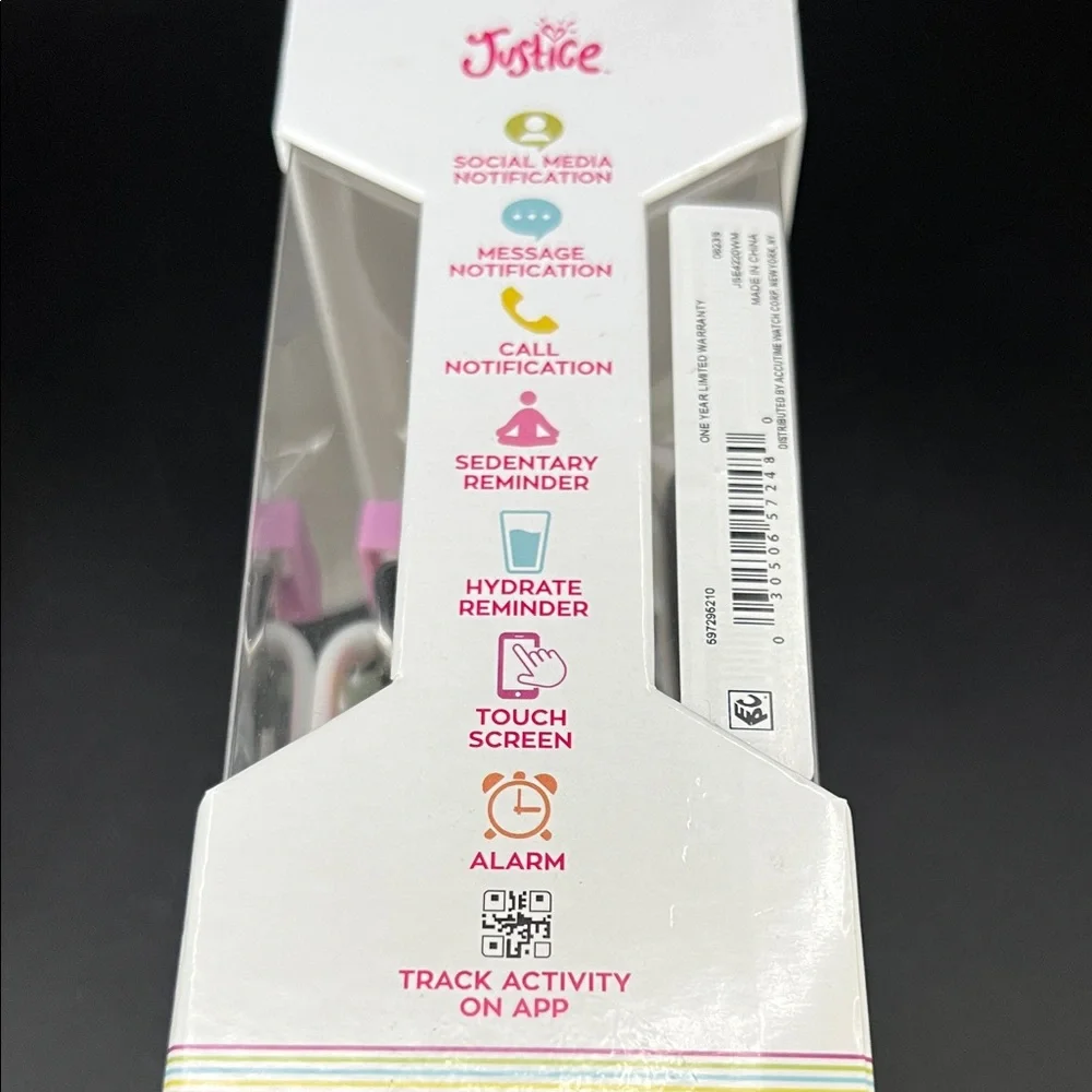 New Justice Pink Zebra Kids' Smartwatch with Touchscreen